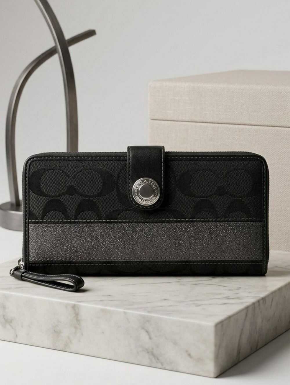 COACH LEGACY 65th ANNIVERSARY MONOGRAM CANVAS LONG WALLET BLACK SIGNATURE C